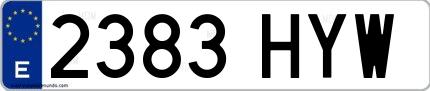 Ejemplo de matrícula española 2383 HYW