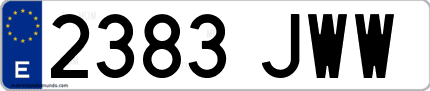 Ejemplo de matrícula de coche ordinaria 2383 JWW