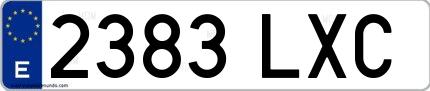 Ejemplo de matrícula española 2383 LXC