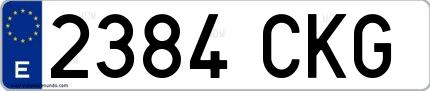 Ejemplo de matrícula española 2384 CKG