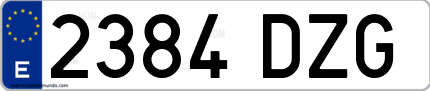 Ejemplo de matrícula de coche ordinaria 2384 DZG