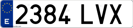 Ejemplo de matrícula de coche ordinaria 2384 LVX