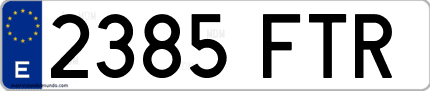 Ejemplo de matrícula de coche ordinaria 2385 FTR
