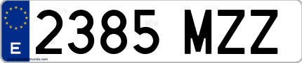Ejemplo de matrícula de coche ordinaria 2385 MZZ
