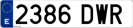 Ejemplo de matrícula de coche ordinaria 2386 DWR