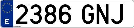 Ejemplo de matrícula española 2386 GNJ