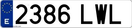 Ejemplo de matrícula española 2386 LWL