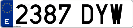 Ejemplo de matrícula de coche ordinaria 2387 DYW