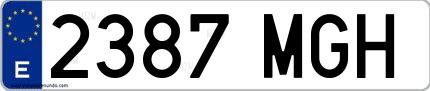 Ejemplo de matrícula española 2387 MGH