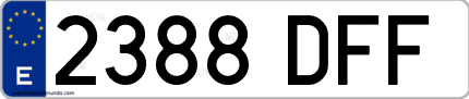 Ejemplo de matrícula de coche ordinaria 2388 DFF