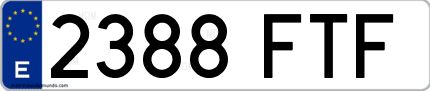 Ejemplo de matrícula de coche ordinaria 2388 FTF