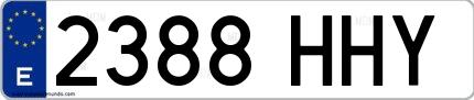Ejemplo de matrícula española 2388 HHY
