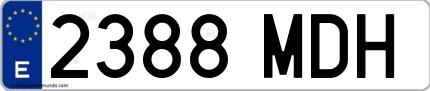 Ejemplo de matrícula española 2388 MDH