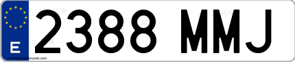 Ejemplo de matrícula de coche ordinaria 2388 MMJ