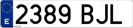 Ejemplo de matrícula española 2389 BJL