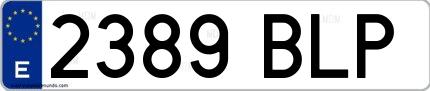 Ejemplo de matrícula española 2389 BLP