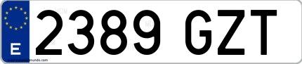 Ejemplo de matrícula española 2389 GZT