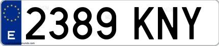 Ejemplo de matrícula española 2389 KNY