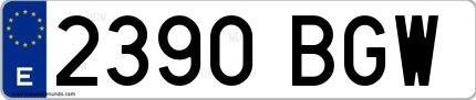 Ejemplo de matrícula española 2390 BGW