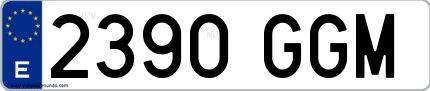 Ejemplo de matrícula española 2390 GGM