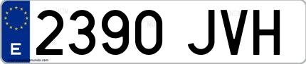 Ejemplo de matrícula española 2390 JVH