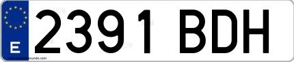Ejemplo de matrícula española 2391 BDH