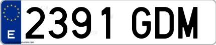 Ejemplo de matrícula española 2391 GDM
