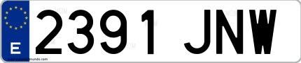 Ejemplo de matrícula española 2391 JNW