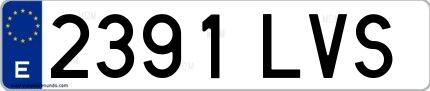Ejemplo de matrícula española 2391 LVS