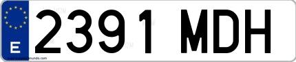 Ejemplo de matrícula española 2391 MDH