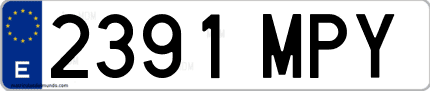 Ejemplo de matrícula de coche ordinaria 2391 MPY