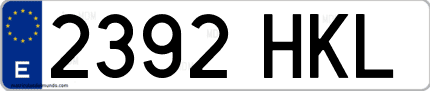 Ejemplo de matrícula de coche ordinaria 2392 HKL