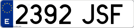 Ejemplo de matrícula de coche ordinaria 2392 JSF