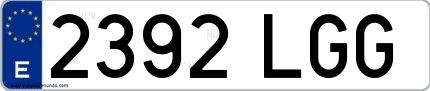 Ejemplo de matrícula española 2392 LGG