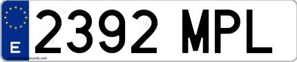Ejemplo de matrícula española 2392 MPL
