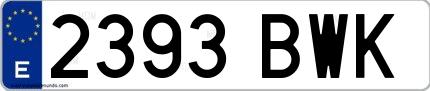 Ejemplo de matrícula española 2393 BWK