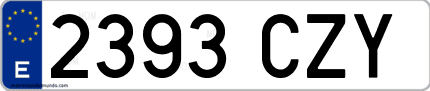 Ejemplo de matrícula de coche ordinaria 2393 CZY