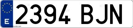 Ejemplo de matrícula española 2394 BJN
