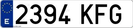 Ejemplo de matrícula española 2394 KFG