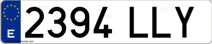 Ejemplo de matrícula de coche ordinaria 2394 LLY