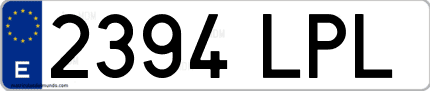 Ejemplo de matrícula de coche ordinaria 2394 LPL