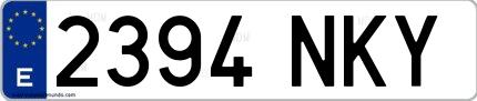 Ejemplo de matrícula española 2394 NKY
