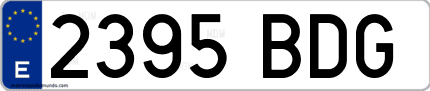 Ejemplo de matrícula de coche ordinaria 2395 BDG