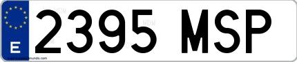 Ejemplo de matrícula española 2395 MSP