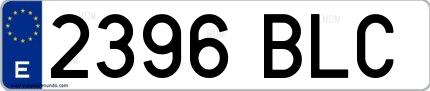 Ejemplo de matrícula española 2396 BLC