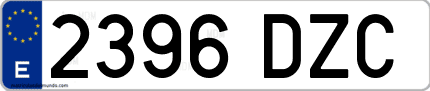 Ejemplo de matrícula de coche ordinaria 2396 DZC