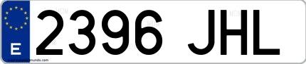 Ejemplo de matrícula española 2396 JHL