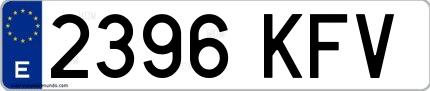 Ejemplo de matrícula española 2396 KFV