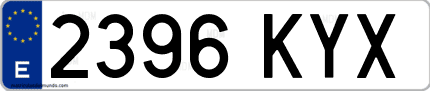 Ejemplo de matrícula de coche ordinaria 2396 KYX