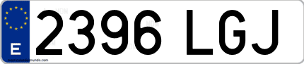Ejemplo de matrícula de coche ordinaria 2396 LGJ